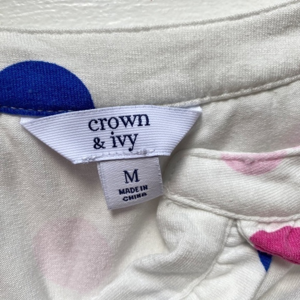 Crown & Ivy Women's Julianna Henley Ruffle Trim Dot
Shirt in Ivory - Picture 6 of 11